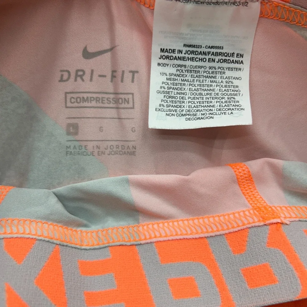 Nike Pro Compression Boys Large‎ 3/4 Printed Training Tights Pants Orange